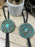 De Soto Leather Bolo Tie With Sterling Turquoise Zuni Cluster Slide - 22"