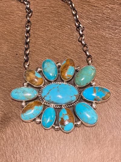 Berkeley Turquoise Multi Stone Flower Sterling Necklace - 20"