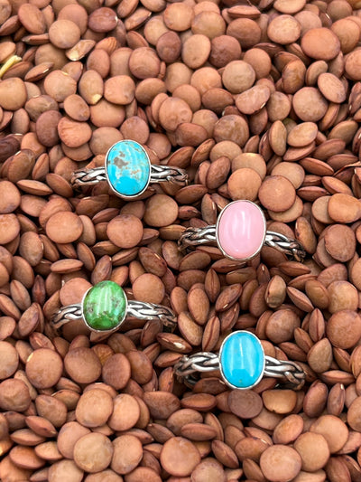 Cider Assorted Single Stone Braided Sterling Band Rings - Size 8