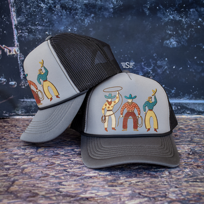 Neutral Vintage Cowboy Magna Pony® Mesh Foam Trucker Hat