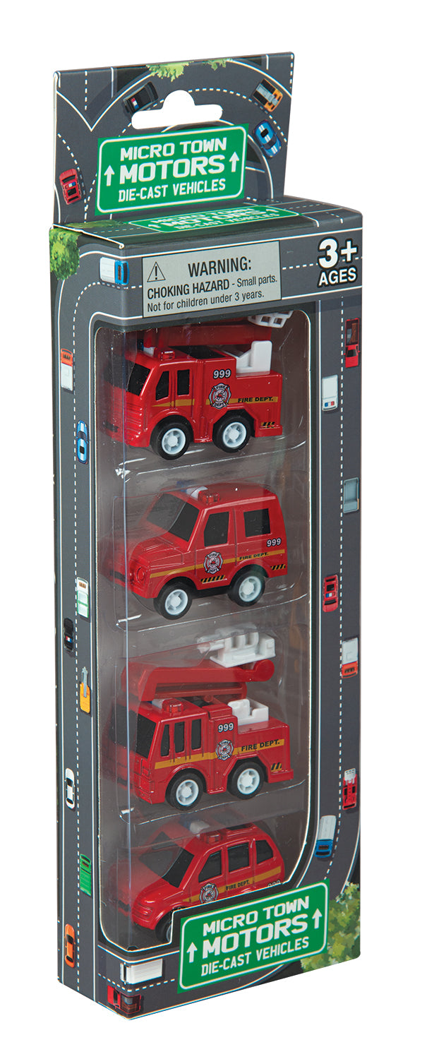 4pc Die Cast Fire or Construction Vehicles