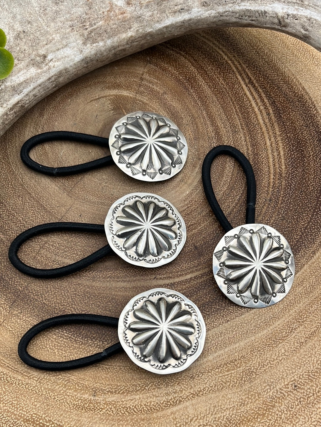 Francis Sterling Concho Shield Hair Tie - 1.375"