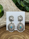 Sally Sterling Double Concho Post Earrings - Turquoise
