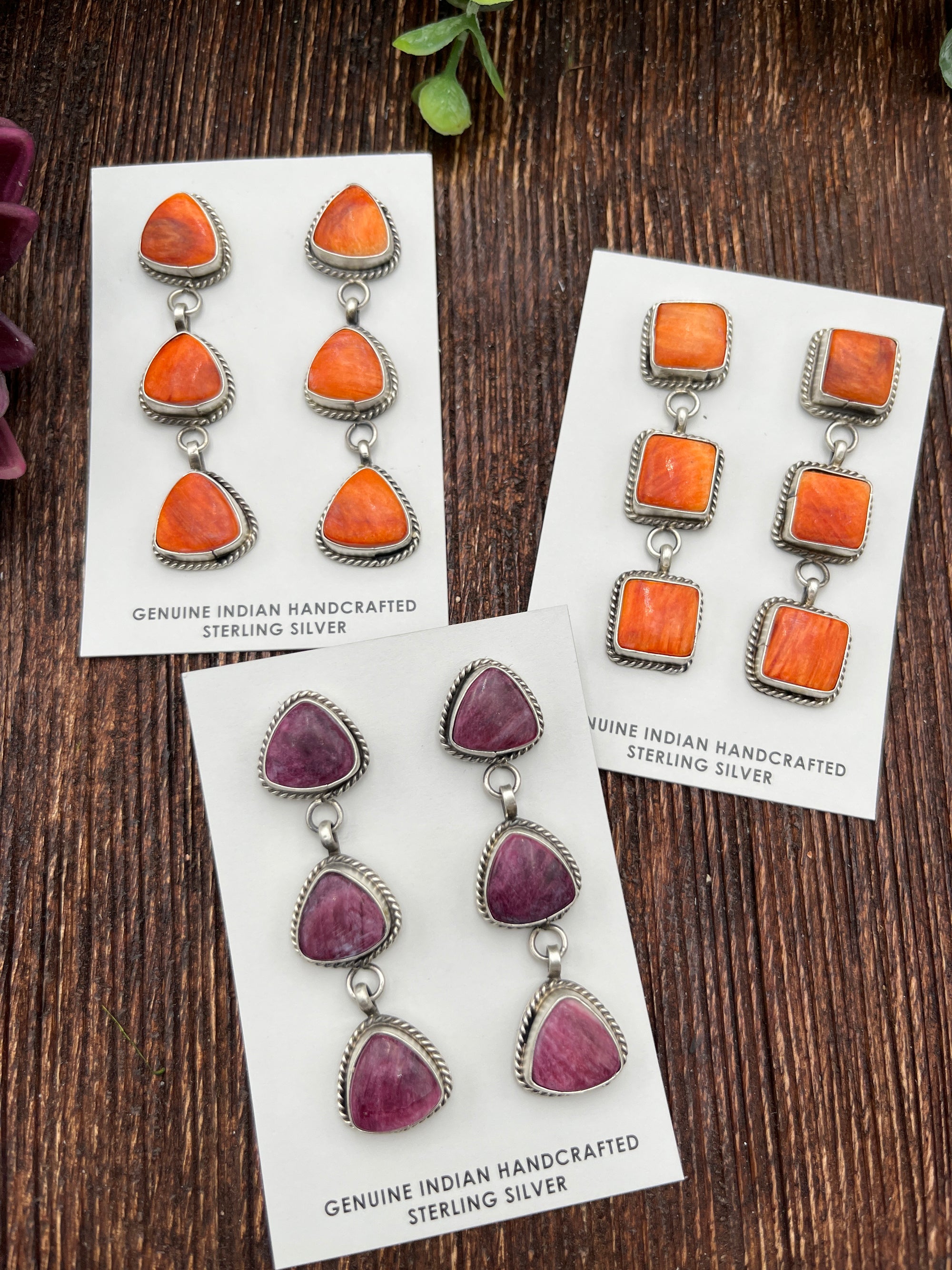 Valencia Triple Linked Spiny Earrings