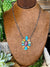 Vera Sterling Chain With 11 Stone Turquoise & Spiny Pendant Rectangle Center - 18"