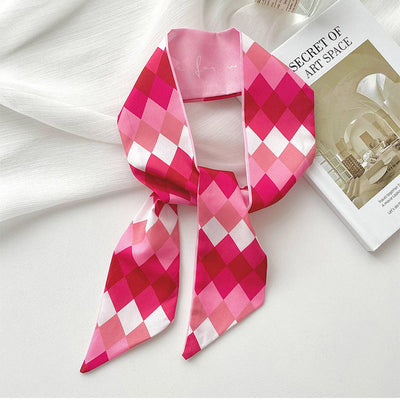 Pink Floral Skinny Scarf – Hair Tie & Bag Ribbon_CWASC0708