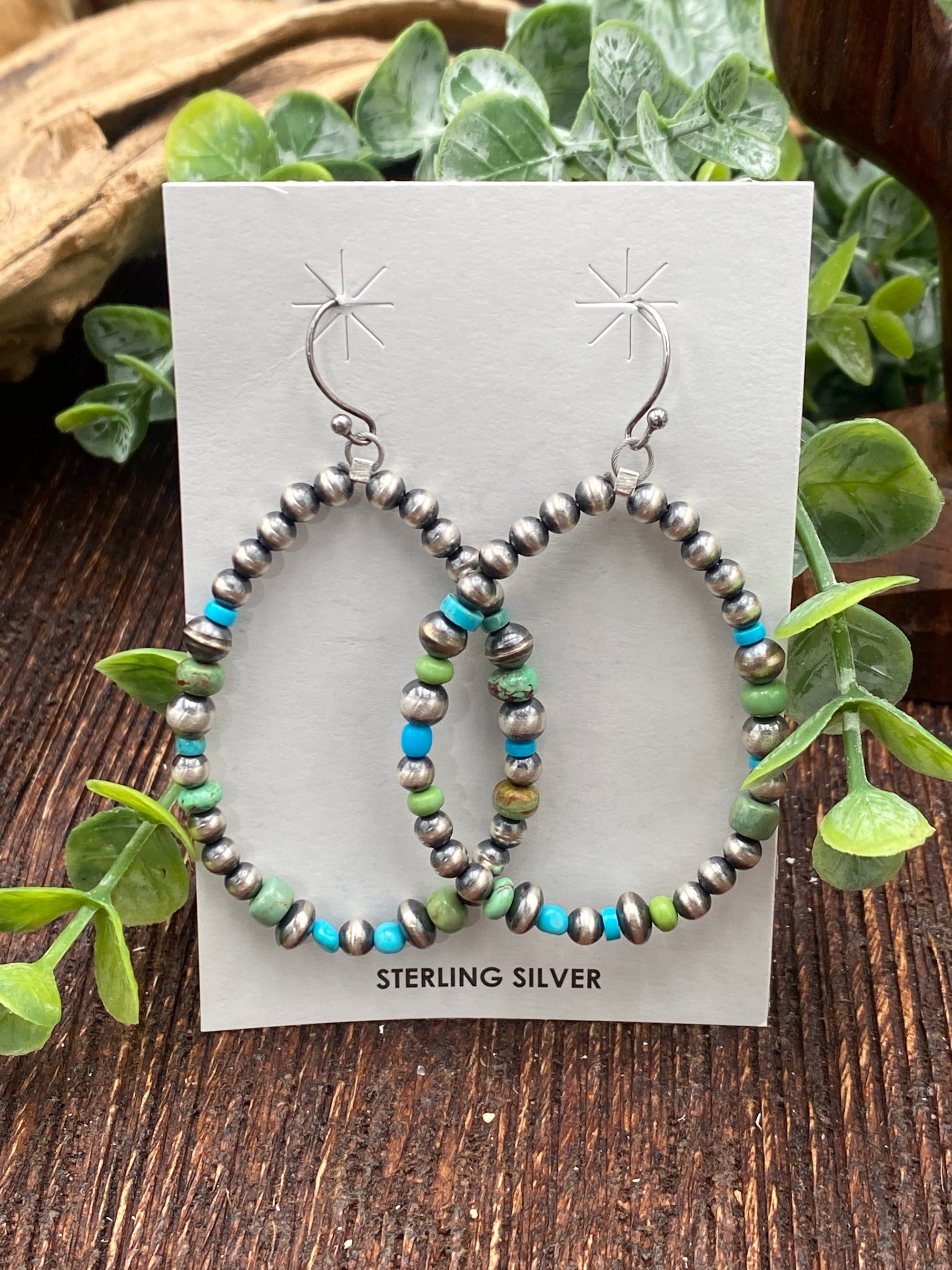 Rhonda Sterling Varied Navajo Hoop Earrings - Blue & Green