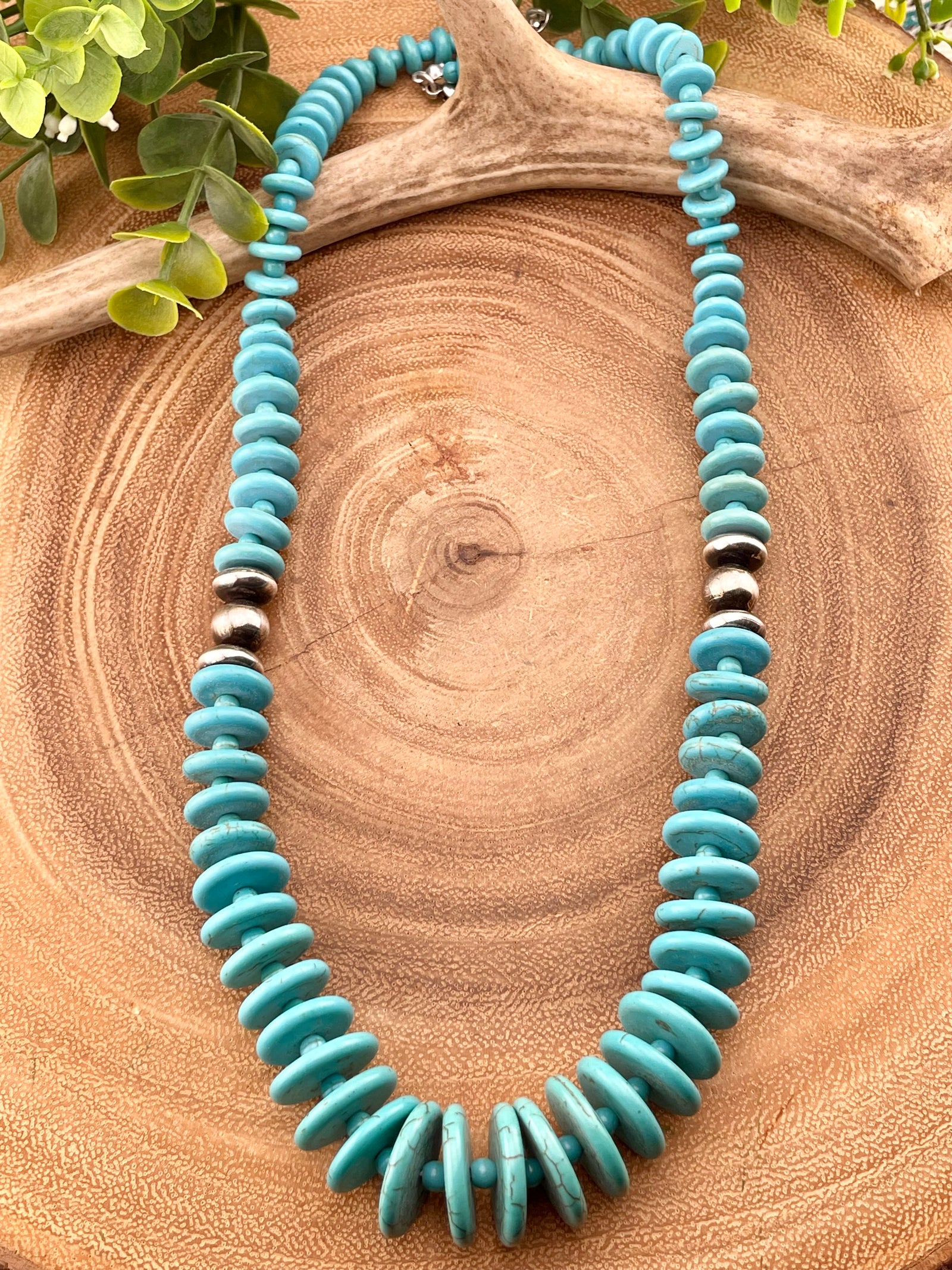 Andreas Turquoise Saucer Fashion Necklace - 24"