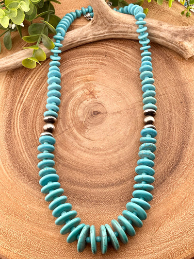 Andreas Turquoise Saucer Fashion Necklace - 24"