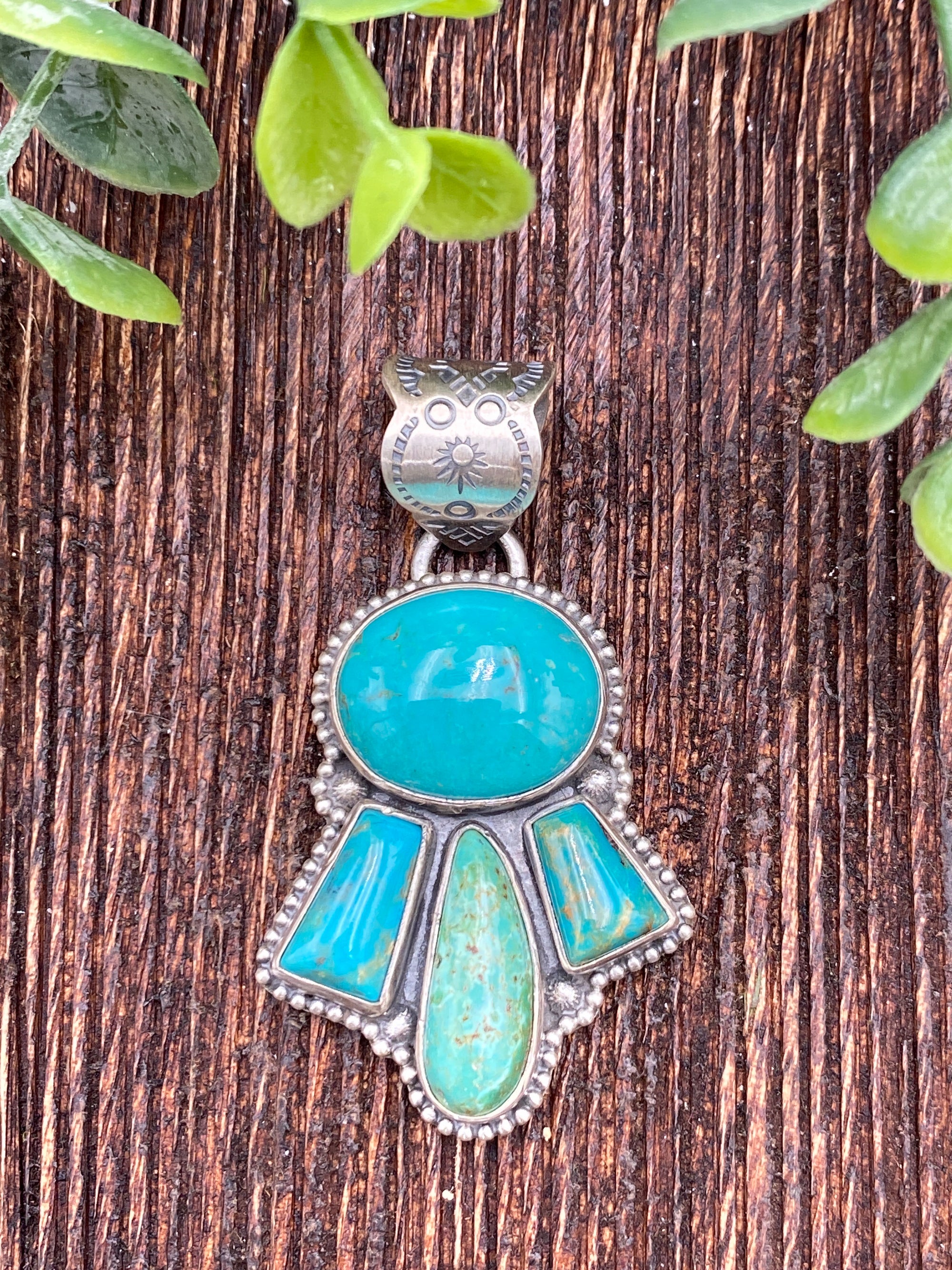 Tuttle Turquoise 4 Stone Tie Sterling Pendant