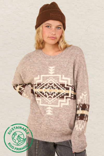 Aztec Graphic Printed Cozy Knit Sweater Top