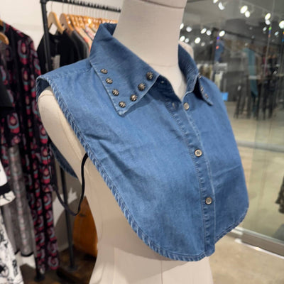Western Denim Studded Faux Collar For Layering