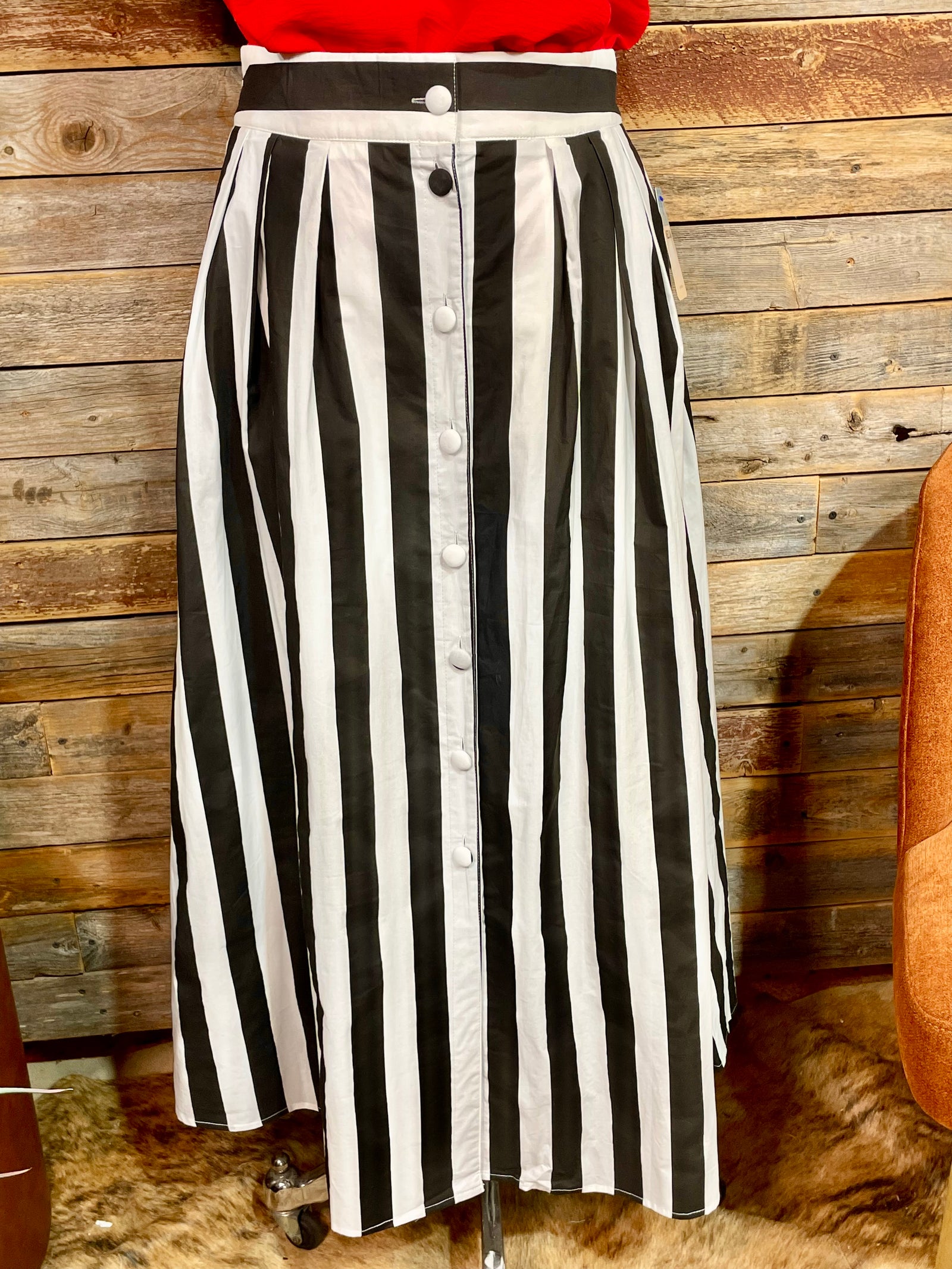 Lizzy Black & White Striped Skirt