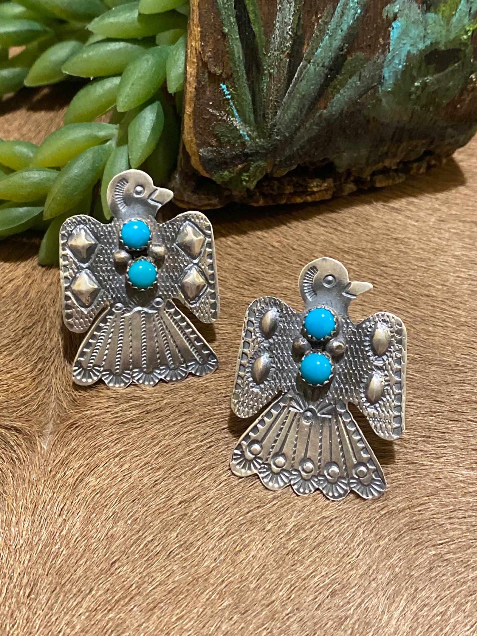 Benbrook Sterling Thunderbird Ring With Turquoise - Adj