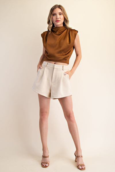 High Waist Suede Shorts