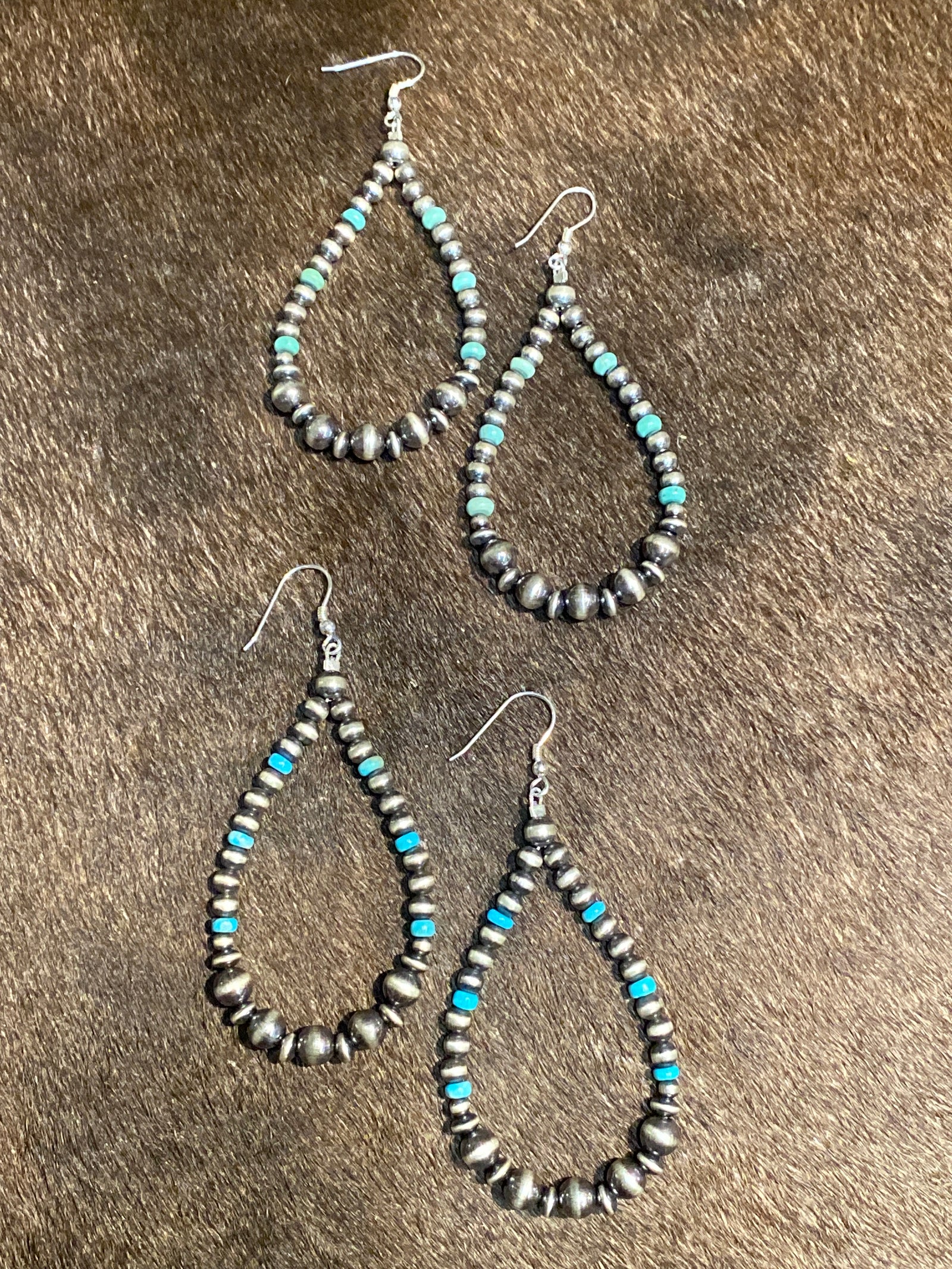 Maple Ridge Sterling Varied Navajo & Turquoise Teardrop Earrings