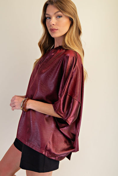 Front Zipper Oversized Cape Blouse