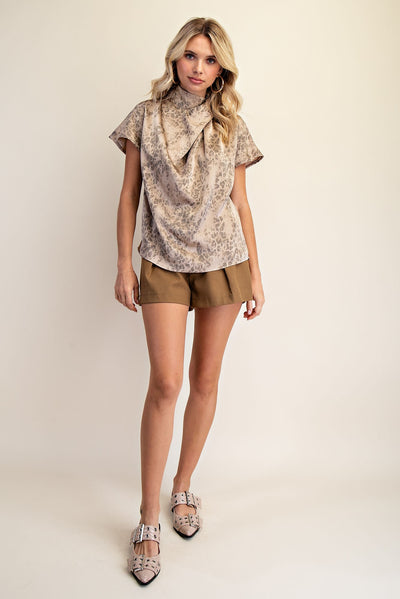 Madarin Collar Short Sleeve Top