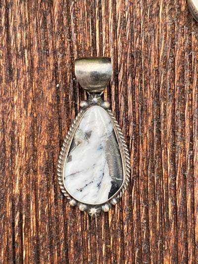Idaho Sterling White Buffalo Single Stone Pendant