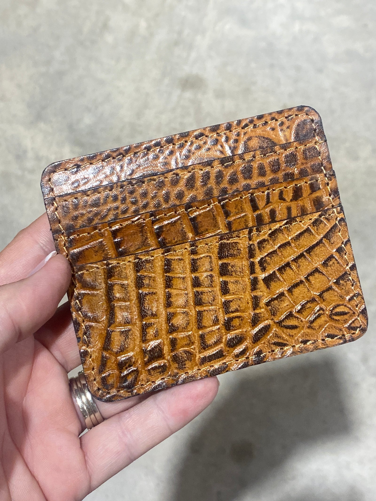 Embossed Croc Leather Card Holder