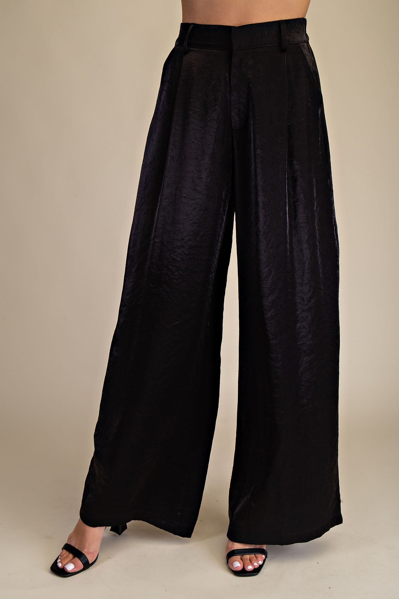 Black High Waist Tailored Wide Pants