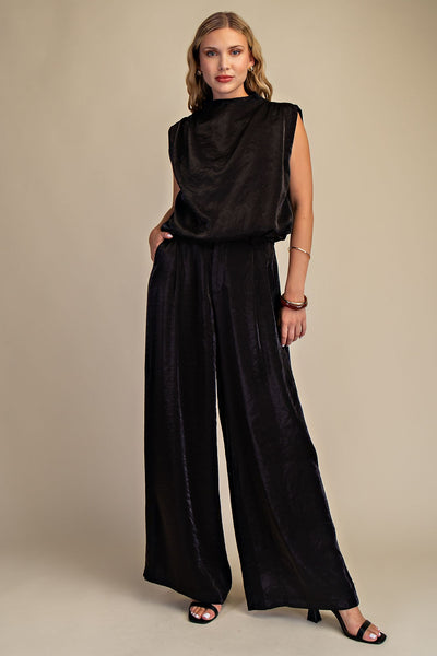 Black High Waist Tailored Wide Pants