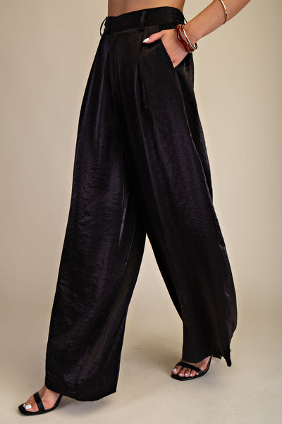 Black High Waist Tailored Wide Pants