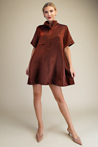 Donna Button Front Short-Sleeve Mini Dress