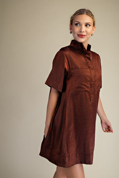 Donna Button Front Short-Sleeve Mini Dress