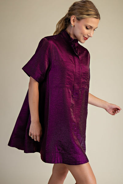 Donna Button Front Short-Sleeve Mini Dress