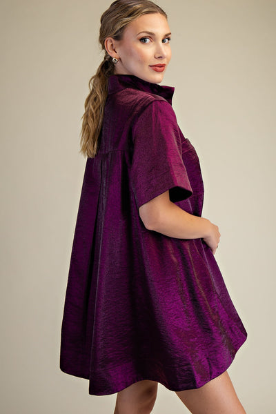 Donna Button Front Short-Sleeve Mini Dress