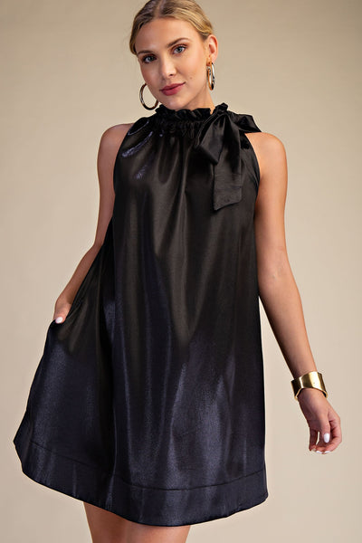 Round Neck Tie Sleeveless Mini Dress