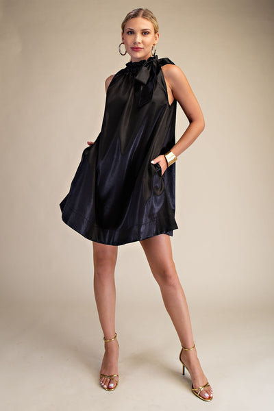 Round Neck Tie Sleeveless Mini Dress