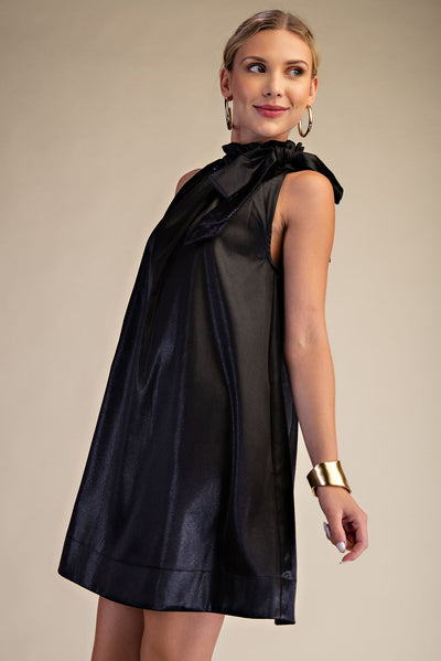 Round Neck Tie Sleeveless Mini Dress