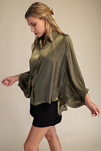 Olive Button Cape Shirt