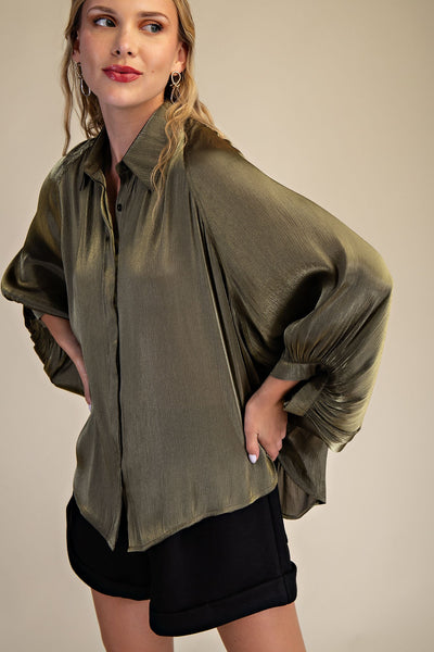 Olive Button Cape Shirt