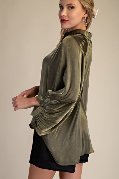 Olive Button Cape Shirt