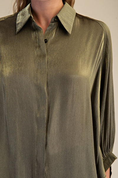 Olive Button Cape Shirt