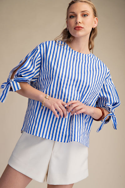 May Round Neck Sleeves With Bow Top