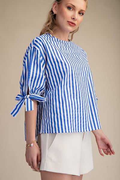 May Round Neck Sleeves With Bow Top