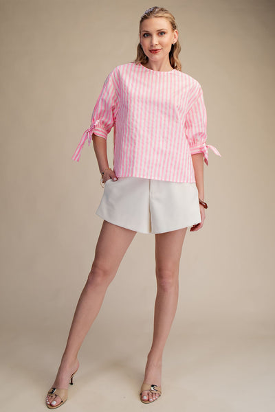 May Round Neck Sleeves With Bow Top