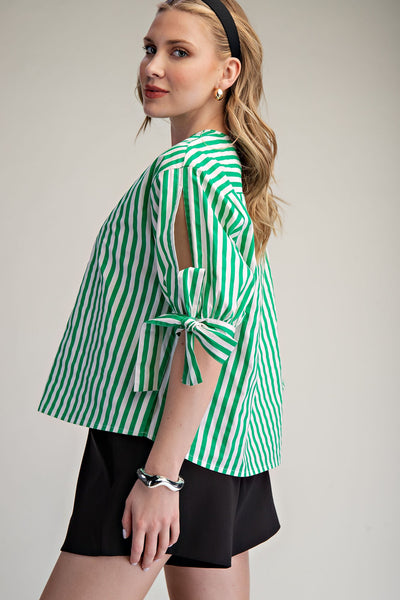 May Round Neck Sleeves With Bow Top