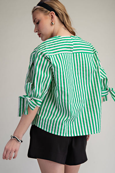 May Round Neck Sleeves With Bow Top