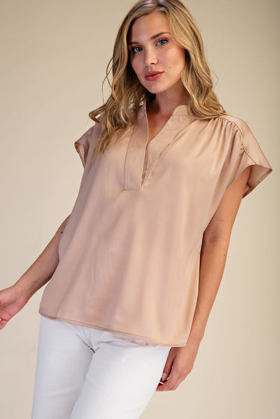 Melanie V-Neckline Cap Sleeve Top