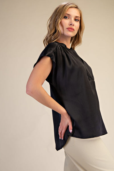Melanie V-Neckline Cap Sleeve Top