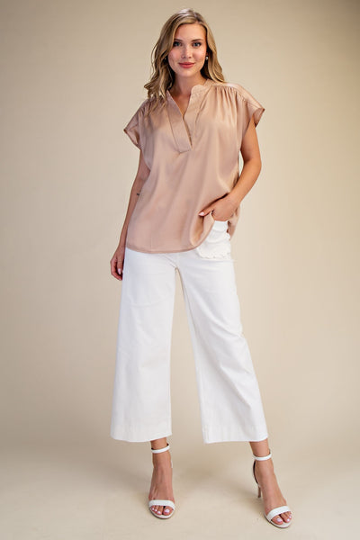 Melanie V-Neckline Cap Sleeve Top