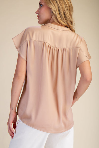 Melanie V-Neckline Cap Sleeve Top