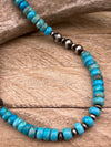 Krisi  Sterling Varied Navajo, Stamped & Turquoise Bead Necklace - 20"