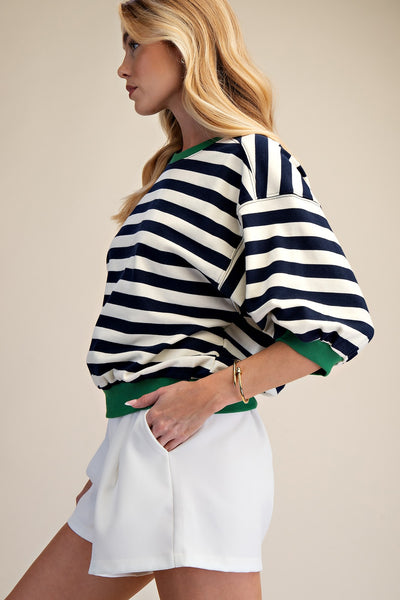 Hanna Round Neck Bubble Sleeve Sweatshirt