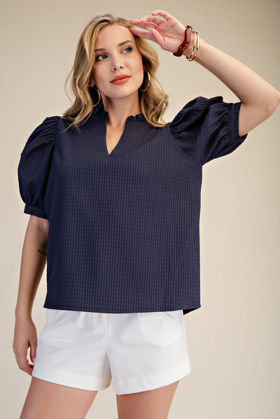 Lily Ruffle V-Neck Puff Sleeve Top